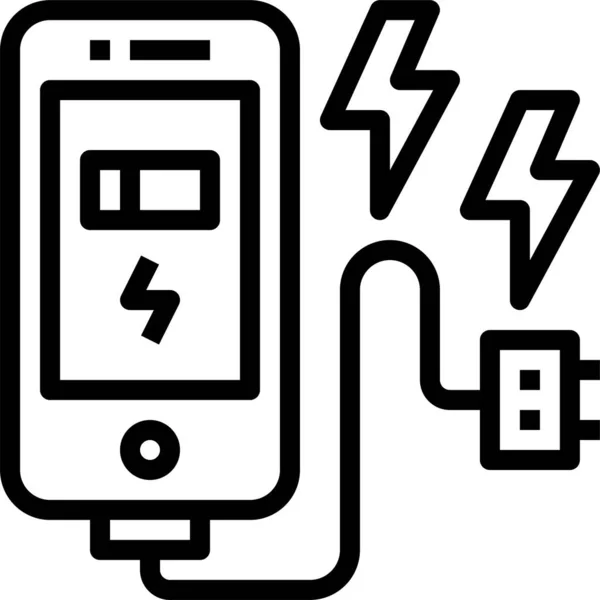 Battery Charging Smartphone Icon Outline Style — Stock Vector