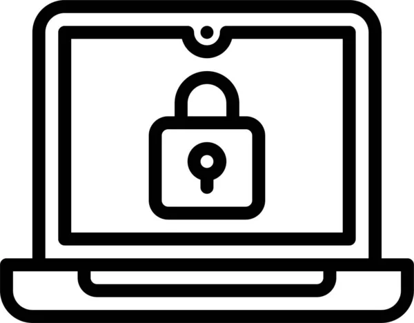 Laptop Locked Padlock Icon — Stock Vector