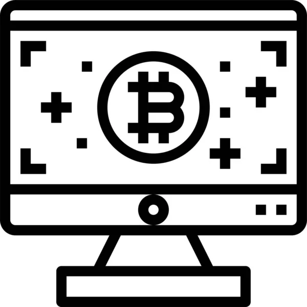 Computer Money Screen Icon Outline Style — 스톡 벡터