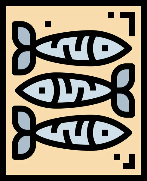 動物性魚のライフアイコンをフルアウトラインで表示 — ストックベクタ