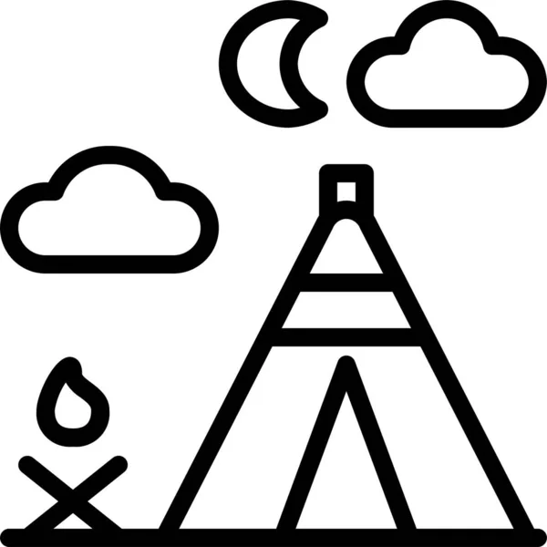 Кемпинг Праздники Иконка Открытом Воздухе Стиле — стоковый вектор