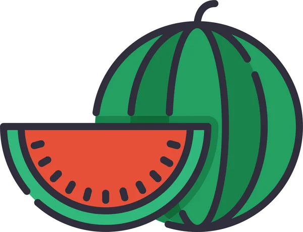 Icono Agua Melón Fruta Estilo Contorno Lleno — Vector de stock