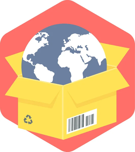 Box Carton Delivery Icon Flat Style — Stock Vector