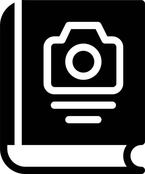 Boek Bladwijzer Camera Icoon Massieve Stijl — Stockvector