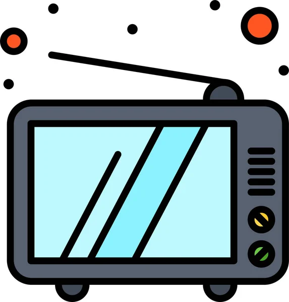 Пристрій Ретро Телевізійної Іконки Заповненому Стилі — стоковий вектор