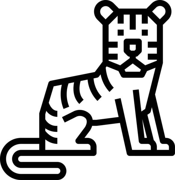 Tigre Mamífero Icono Vida Silvestre Estilo Esquema — Vector de stock