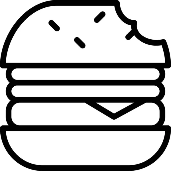 Hamburger Fast Food Ikonu Yemek Içecek Kategorisinde — Stok Vektör