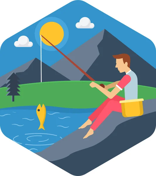 Fish Trap Trapping Icon Flat Style — 스톡 벡터