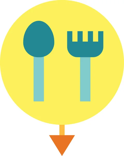 Cutlery Food Location Icon Flat Style — 스톡 벡터