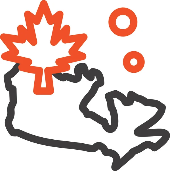 Canada Blad Kaart Pictogram Omtrek Stijl — Stockvector