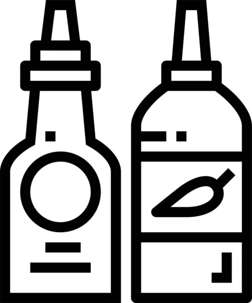 Condiment Ketchup Sauce Icône Dans Style Contour — Image vectorielle
