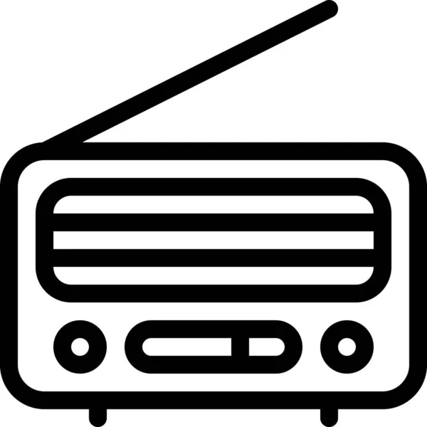 Icono Música Audio Antena Estilo Esquema — Archivo Imágenes Vectoriales