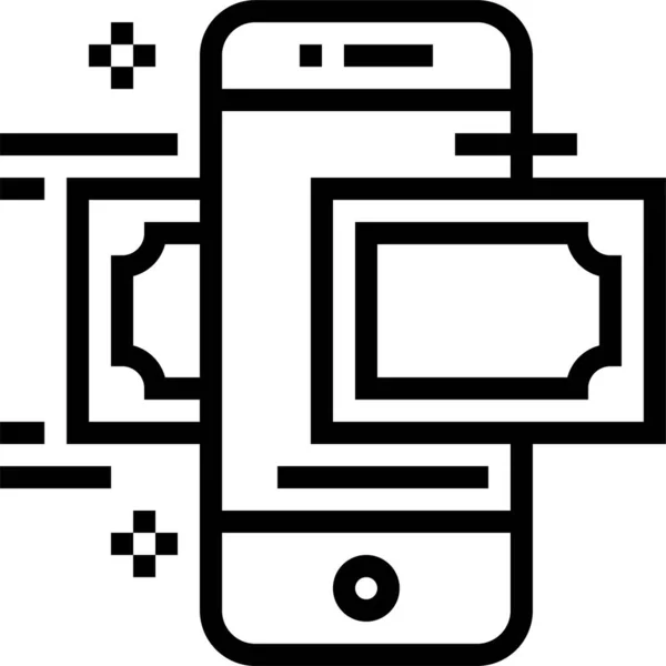 Business Finance Mobile Εικονίδιο Στυλ Περίγραμμα — Διανυσματικό Αρχείο