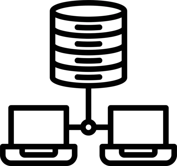 Datenbank Laptop Netzwerk Symbol — Stockvektor