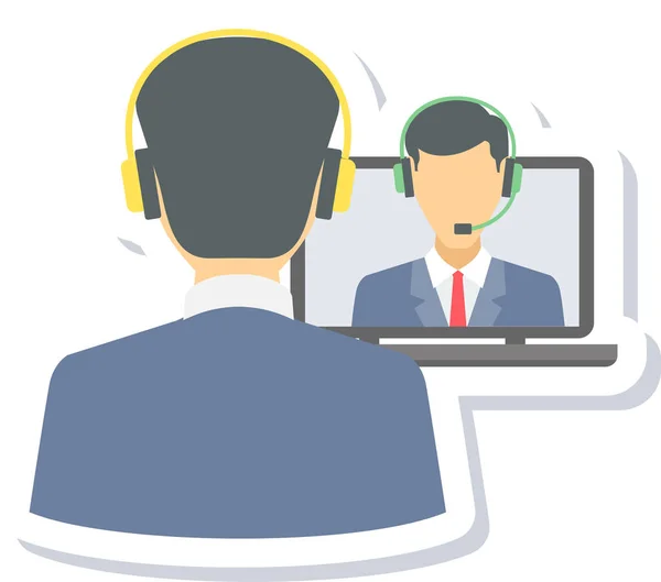 Conference Video Chat Icon Flat Style — ストックベクタ