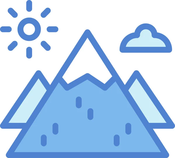Ikona Górskich Gór Krajobrazu Stylu Wypełnionym — Wektor stockowy