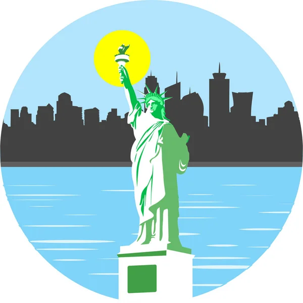 Statue Liberty Liberty Monument Icon Flat Style — ストックベクタ