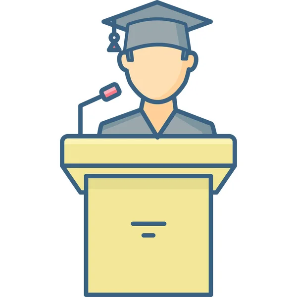 Podium Speech Announcement Icon Filled Outline Style — 스톡 벡터