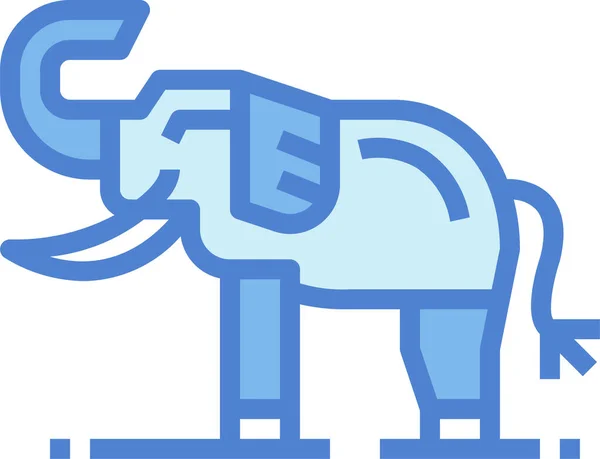 Animal Éléphant Animal Icône Faune Dans Style Contour Rempli — Image vectorielle