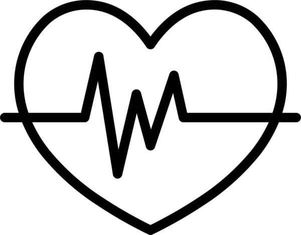 Heart Beat Cardiogram Icon Outline Style — Stock Vector