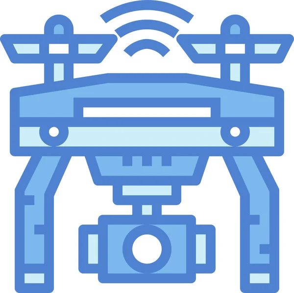 Icona Della Mosca Del Drone Della Fotocamera Stile Contorno Riempito — Vettoriale Stock