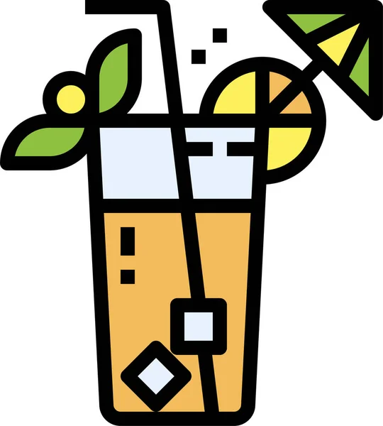 Ποτό Κοκτέιλ Εικονίδιο Ποτό Στυλ Γεμάτο Περίγραμμα — Διανυσματικό Αρχείο