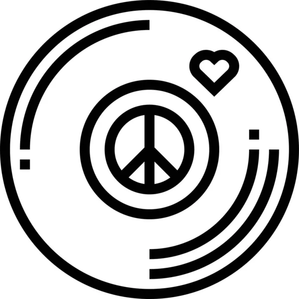 Αγάπη Μουσική Ειρήνη Εικονίδιο Στο Περίγραμμα Στυλ — Διανυσματικό Αρχείο