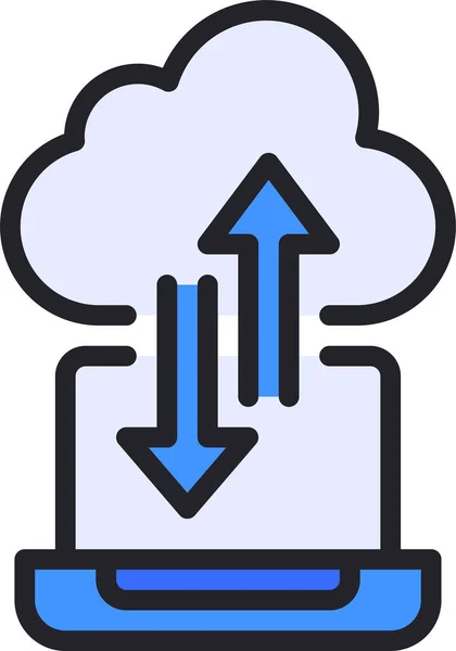 Ikona Chmury Obliczeniowej Laptopa — Wektor stockowy
