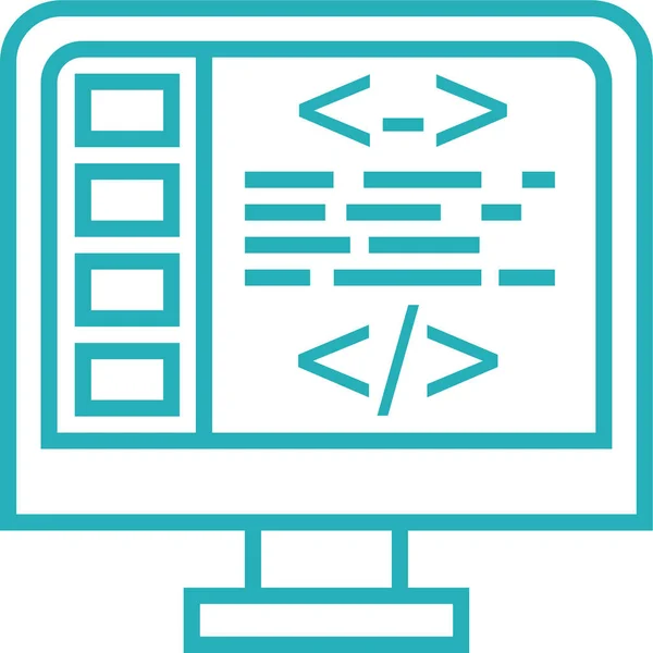 Monitor Icono Escritorio Computadora Estilo Esquema — Archivo Imágenes Vectoriales