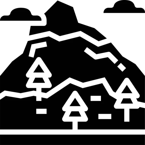 Nadmořská Výška Krajina Horské Ikony Pevném Stylu — Stockový vektor