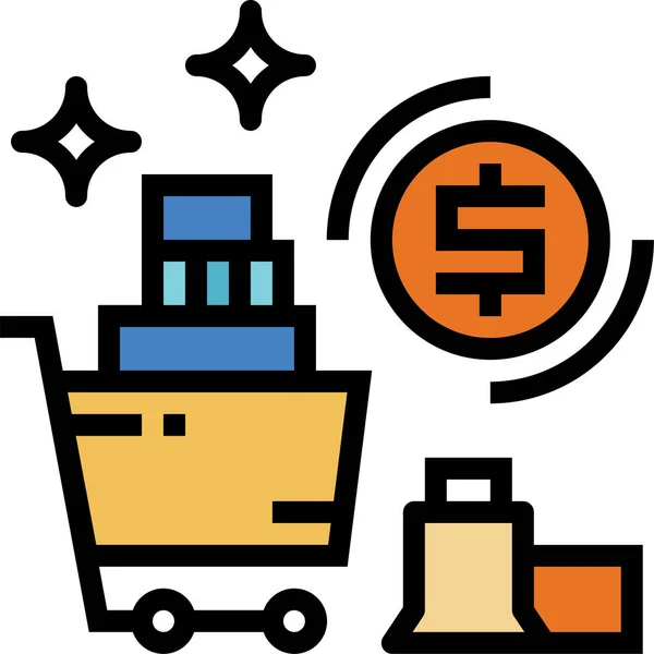 Cart Marketing Money Icon Filled Outline Style — Stock Vector