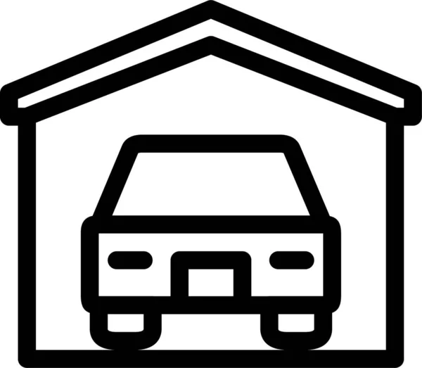 Maison Voiture Icône Dans Style Contour — Image vectorielle