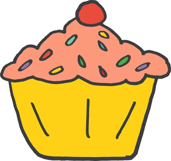 Cupcake Osterfest Ikone Handgezeichneten Stil — Stockvektor