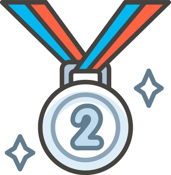 2Nd Medal Place Icon Filled Outline Style — 스톡 벡터