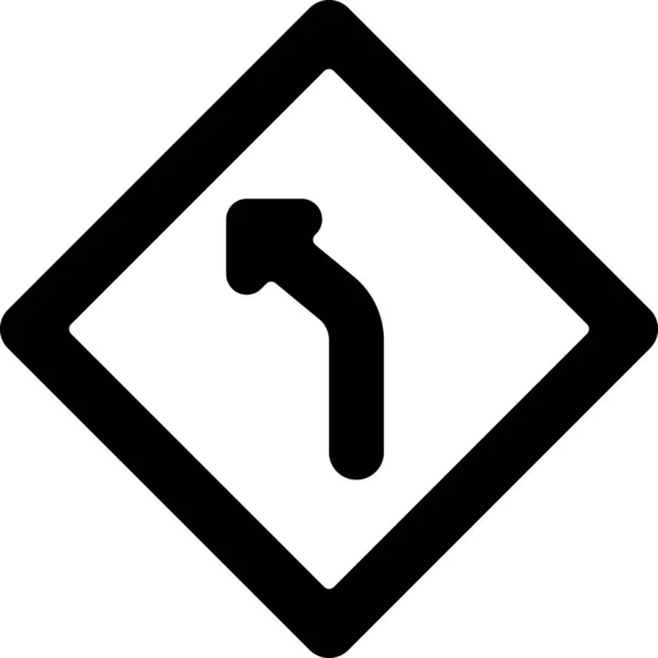 Дорожній Знак Лівий Значок Суцільному Стилі — стоковий вектор