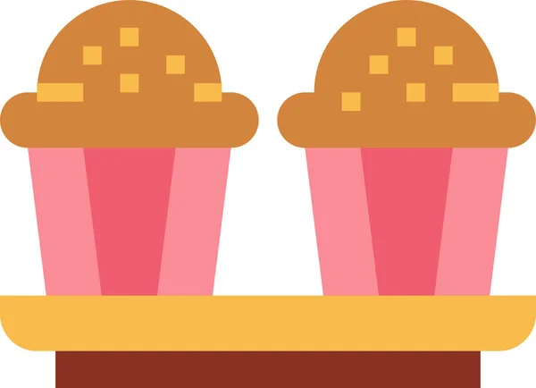 Pastel Horneado Icono Comida Estilo Plano — Vector de stock