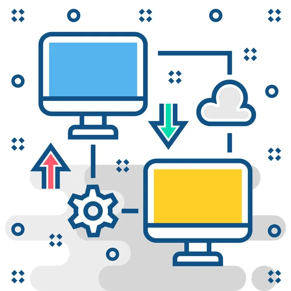 Icono Tecnología Del Dispositivo Informático Estilo Contorno Lleno — Vector de stock