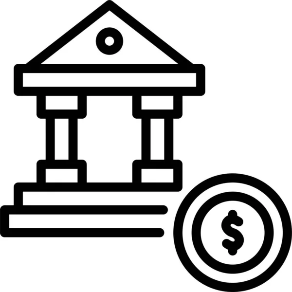 Banco Moneda Icono Banca Estilo Esquema — Archivo Imágenes Vectoriales