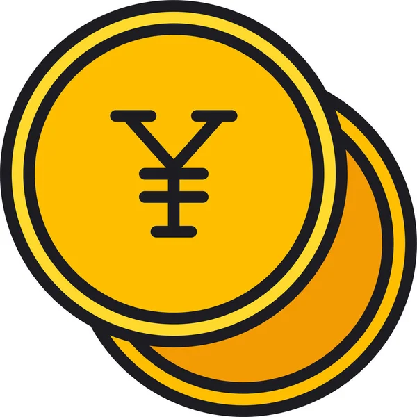 Currency Money Yen Icon Filled Outline Style — Stock Vector