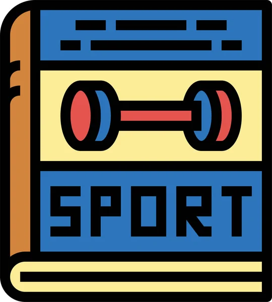 Libro Ejerciendo Icono Del Deporte Estilo Contorno Lleno — Vector de stock