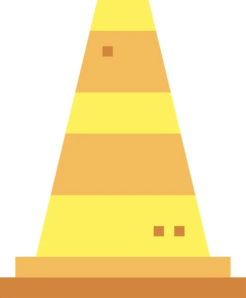 Kegelbau Signalsymbol Flachen Stil — Stockvektor