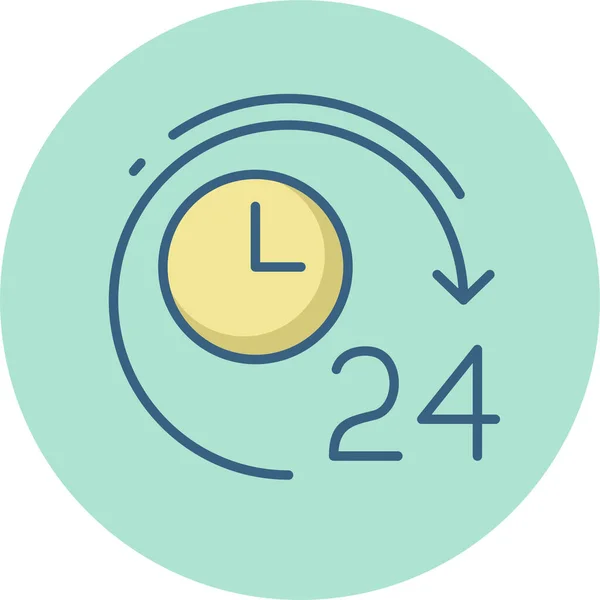 Horas Veinticuatro Icono Del Cliente Estilo Contorno Lleno — Archivo Imágenes Vectoriales