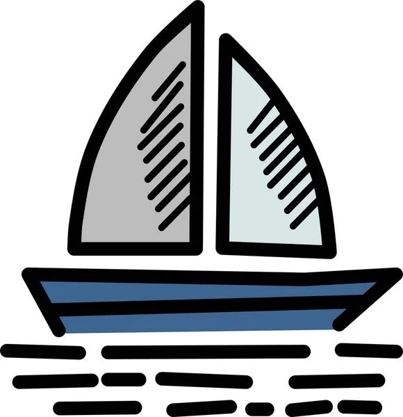 Barco Ícone Férias Barco Estilo Esboço Preenchido — Vetor de Stock