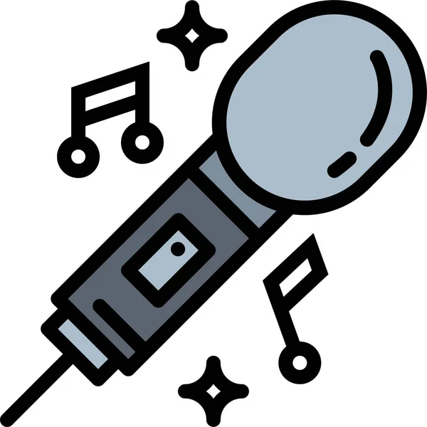Microfono Cantare Icona Altoparlante Pieno Stile Contorno — Vettoriale Stock