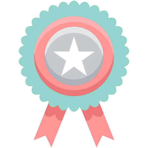 Badge Label Award Icoon Platte Stijl — Stockvector