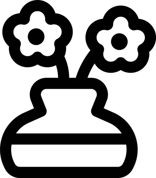 Dating Flowers Vase Icon Outline Style — 스톡 벡터