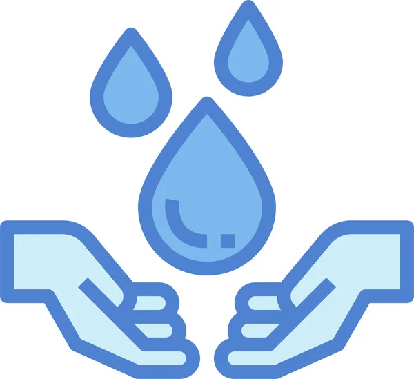 Agua Solidaridad Manos Icono Estilo Contorno Lleno — Vector de stock
