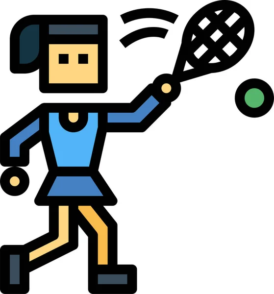 Ejercicio Raqueta Deporte Icono Estilo Contorno Lleno — Vector de stock