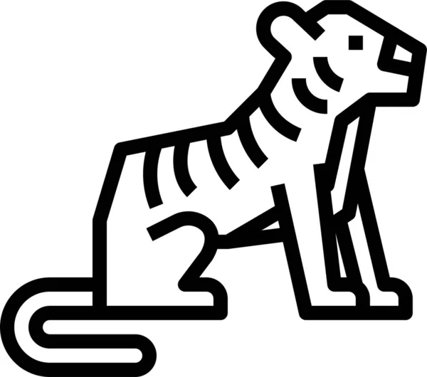 Icône Faune Mammifères Tigre Dans Style Contour — Image vectorielle