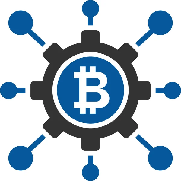 Knotenpunkt Bitcoin Coin Symbol Solidem Stil — Stockvektor